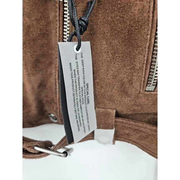 New BlankNYC Suede Moto Jacket Womens S Brown Belted Crop Blank NYC - Picture 3 of 8